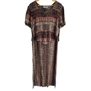 Vintage Nina Piccalino Size ML Maxi Boho Animal Print Safari‎ Dress